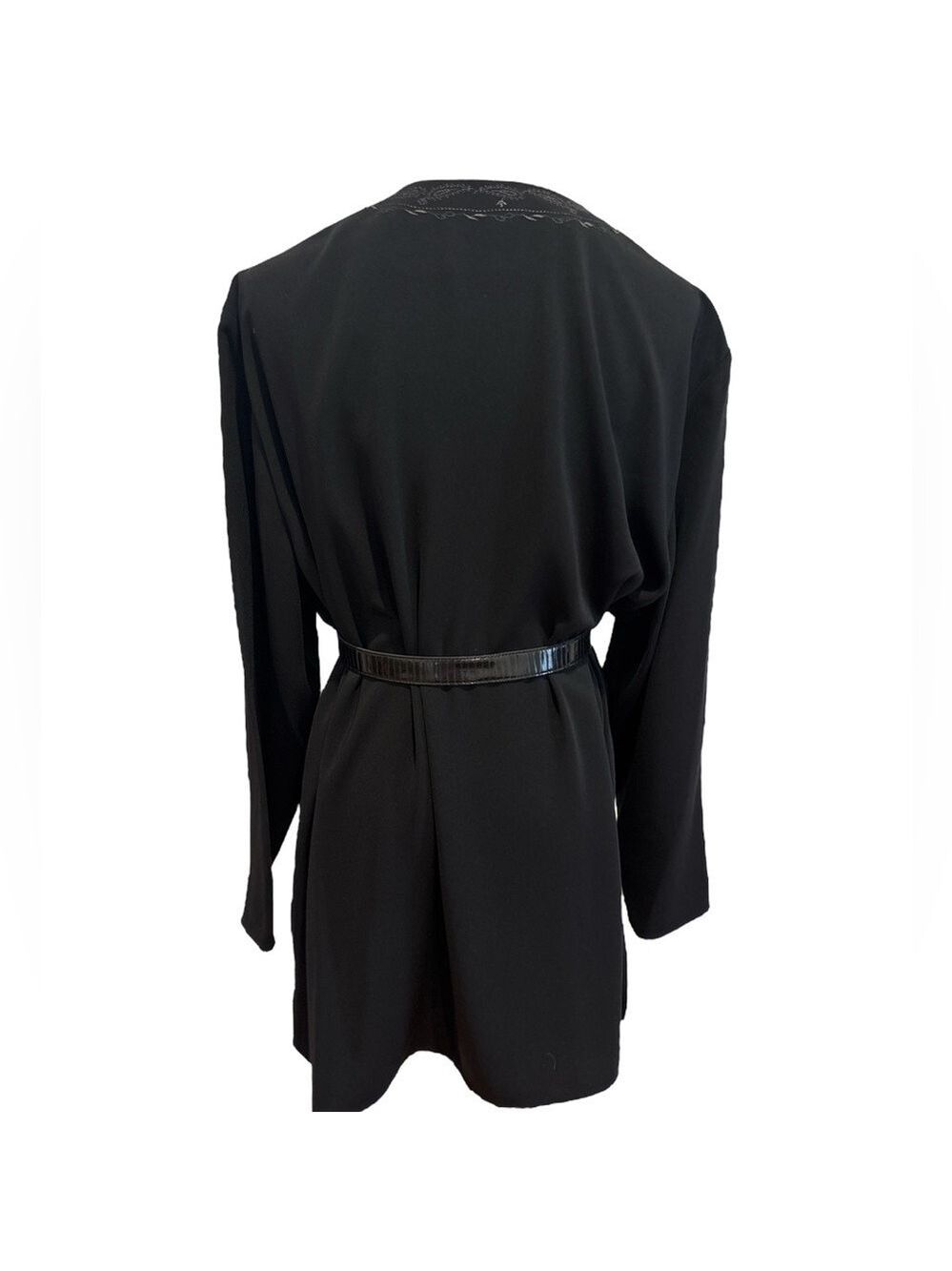 90s MAGGIE MCNAUGHTON BLACK BOHO TUNIC W DECORATIVE BUTTONS & EMBROIDERY SZ XL - Picture 4 of 7
